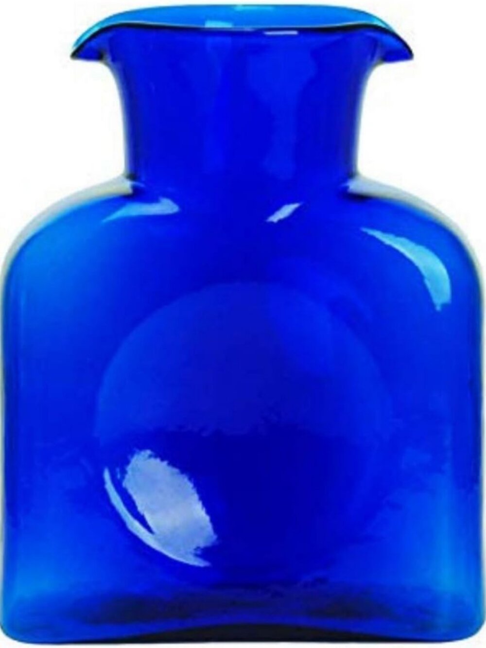 Cobalt Blue Hand Blown Glass Water Bottle - Unique 36 oz Pitcher/Vase Decor